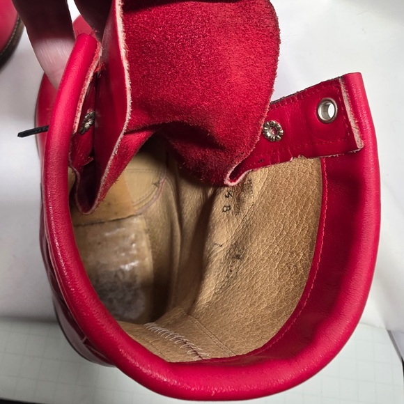 Justin Red Leather Kiltie Cowgirl Rodeo Roper Boots Vintage Womens 6.5B